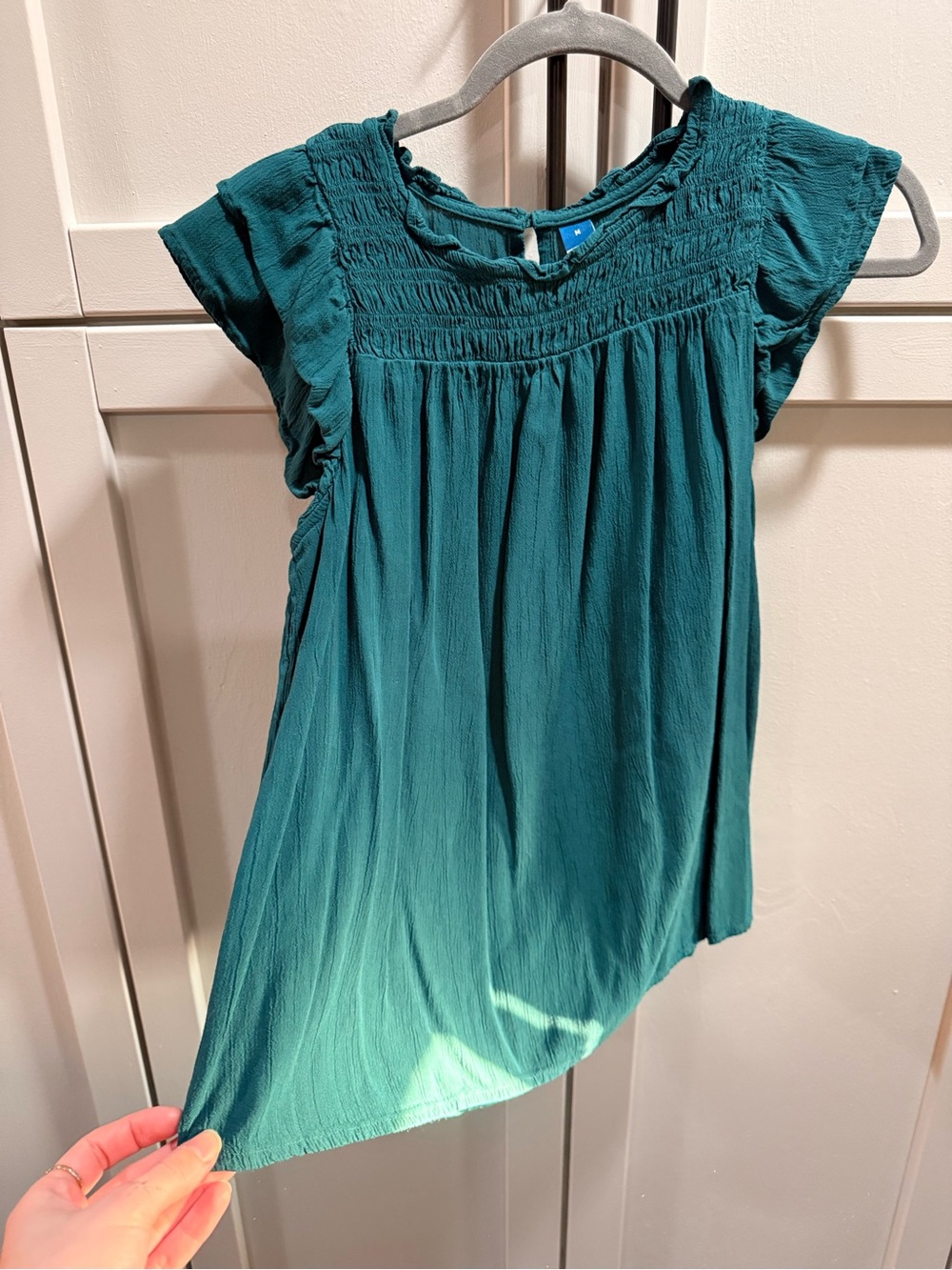 Teal Ruffled Short Sleeve Blouse